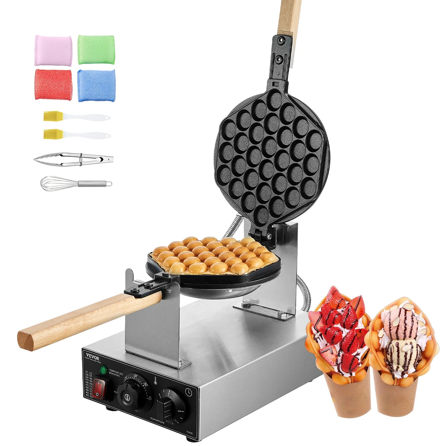 SucceBuy Commercial Egg Bubble Waffle Maker Stainless Steel