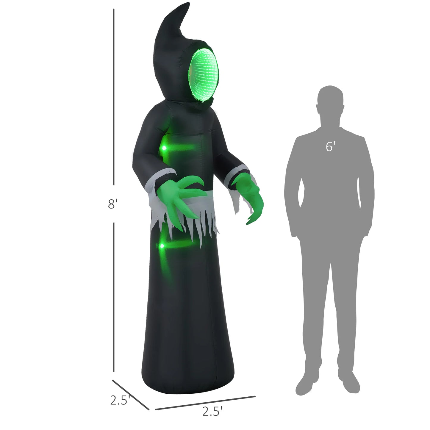 Halloween Mirror Face Ghost Inflatable Outdoor LED Display Decoration