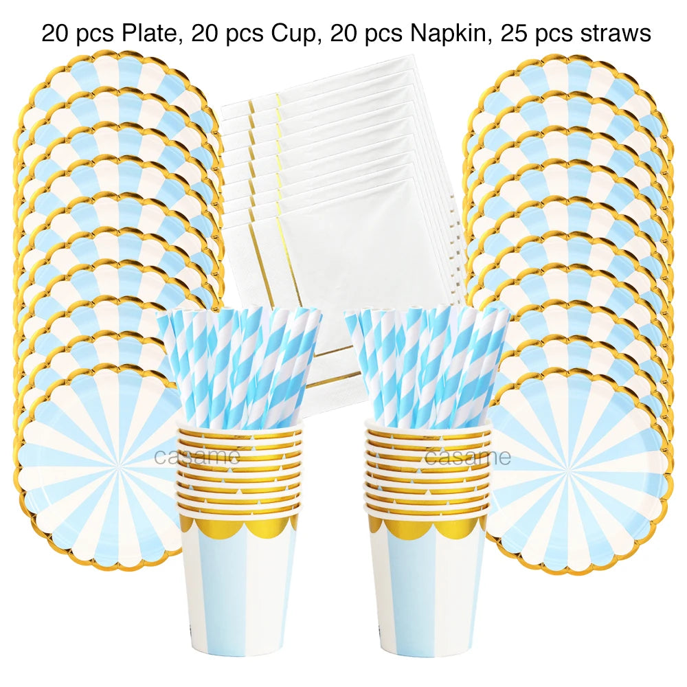 Disposable Baby Shower Tableware Set Paper Plates And Cups