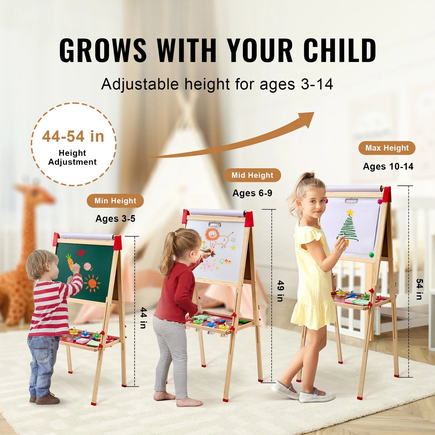 SucceBuy Magnetic Drawing Board for Kids Double Sided Whiteboard Chalkboard