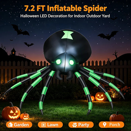 Giant LED Glowing Inflatable Spider Halloween Yard Decoration