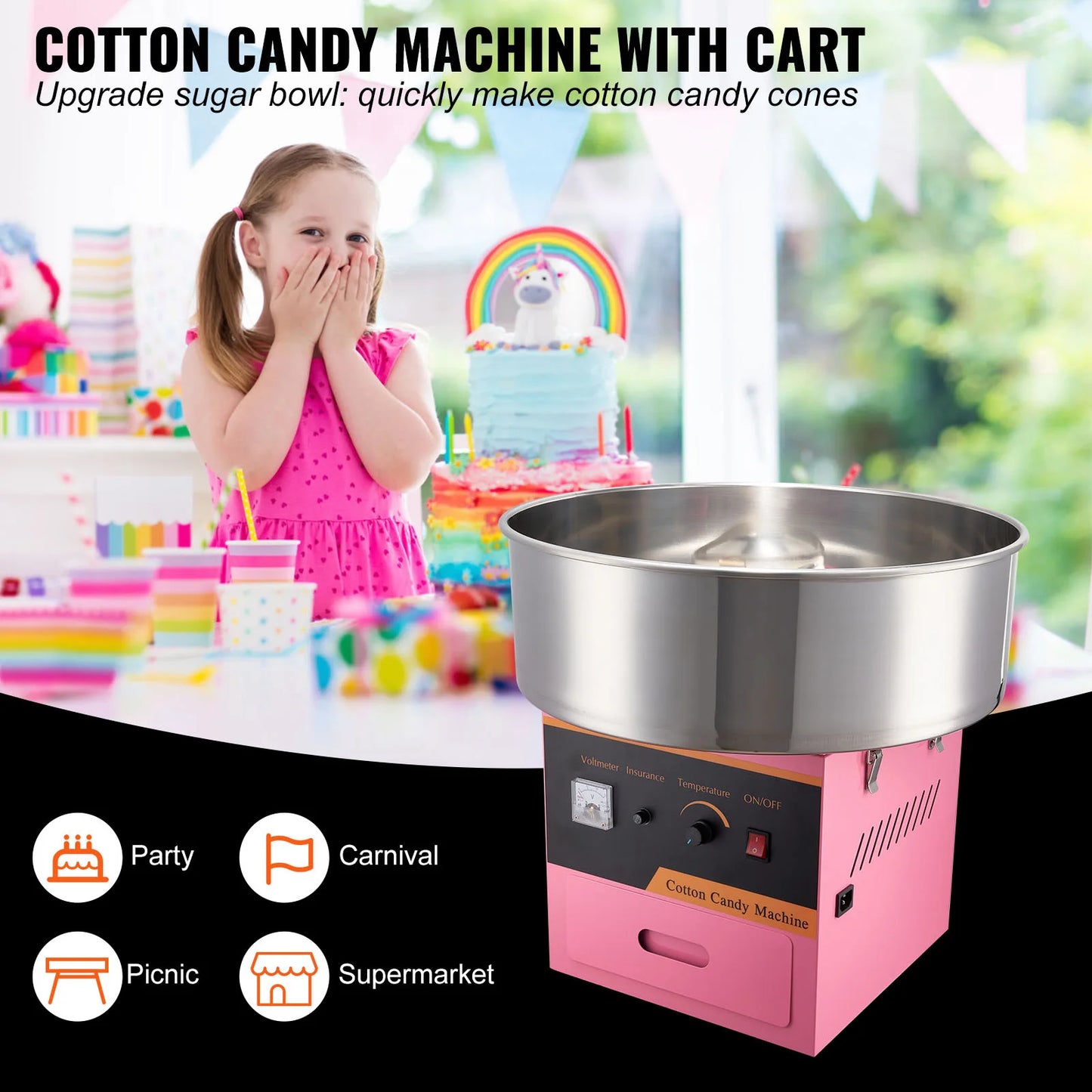 Succebuy Commercial Electric Cotton Candy Maker With Stainless Bowl