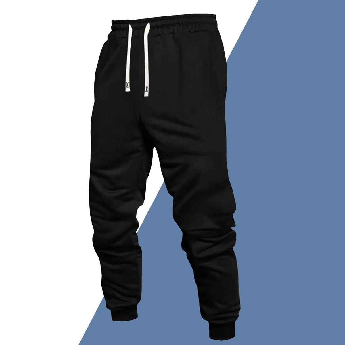 Men's Four Seasons Knit Polyester Jogging Pants with Drawstring