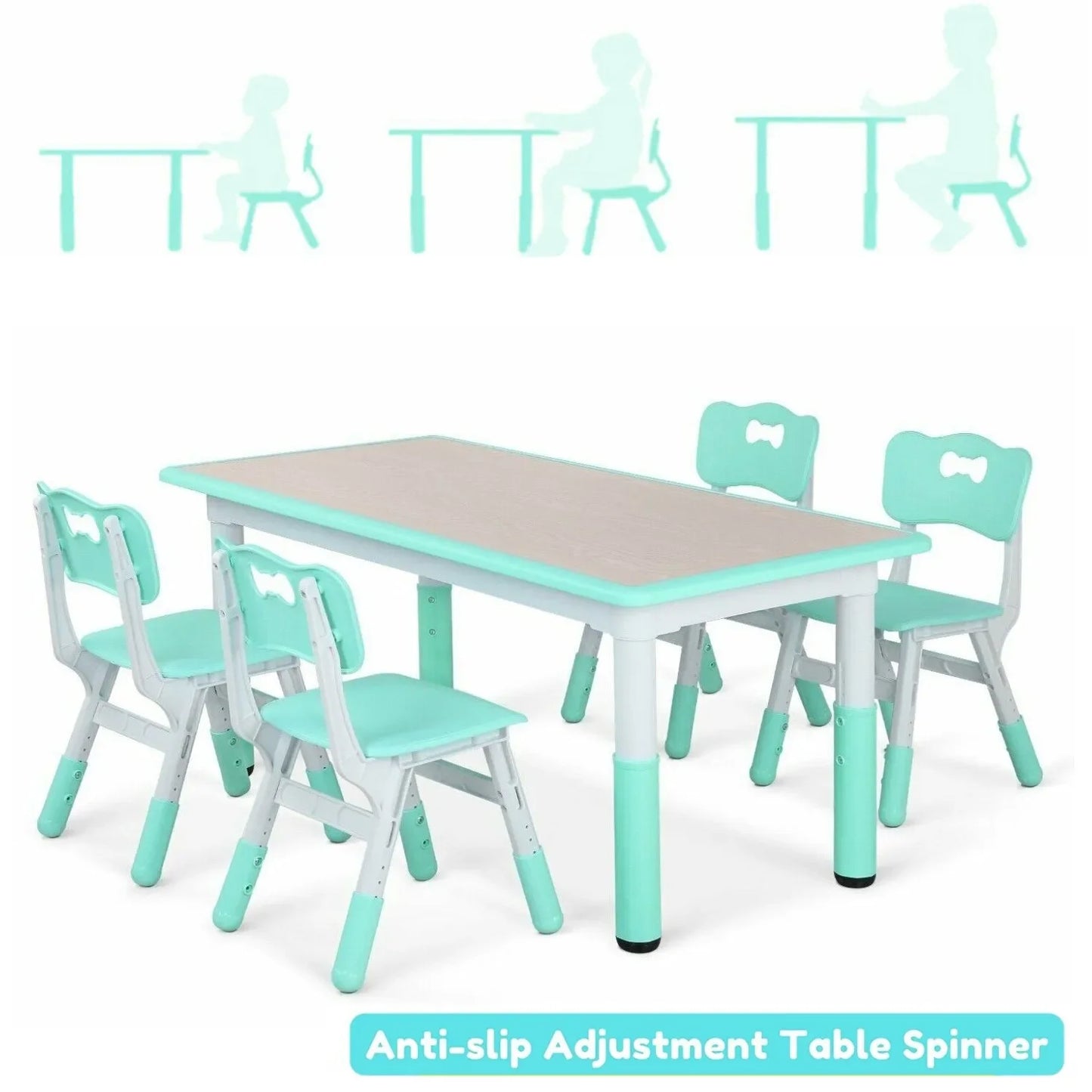 AuAg Kids Table And 4 Chairs Set Height Adjustable Graffiti