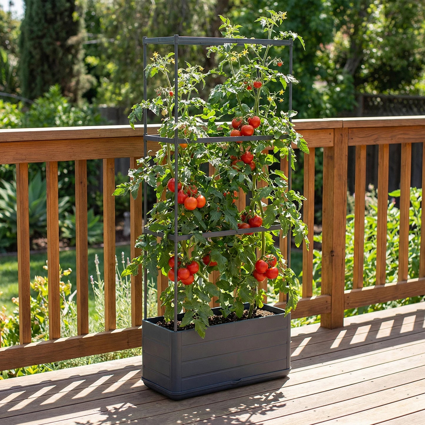 Raised Garden Bed Planter With Trellis Self Watering System