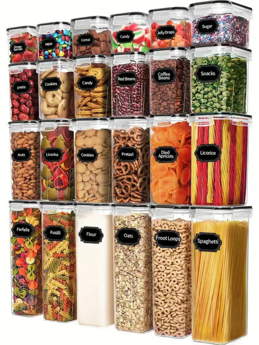 Airtight Food Storage Containers With Labels For Kitchen Organization