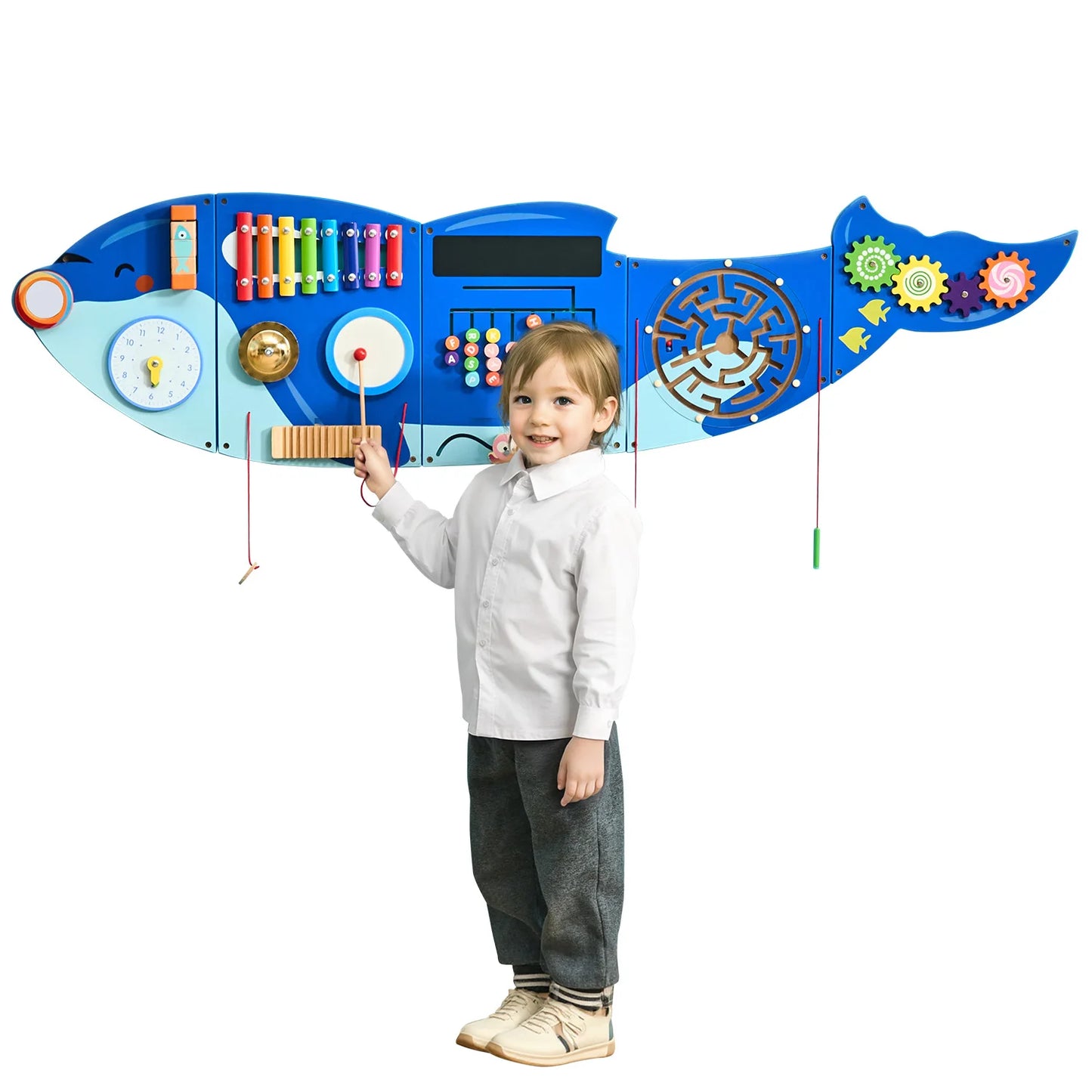 SucceBuy Orca Kids Wall Busy Board Montessori Sensory Learning Toy For 3 To 12