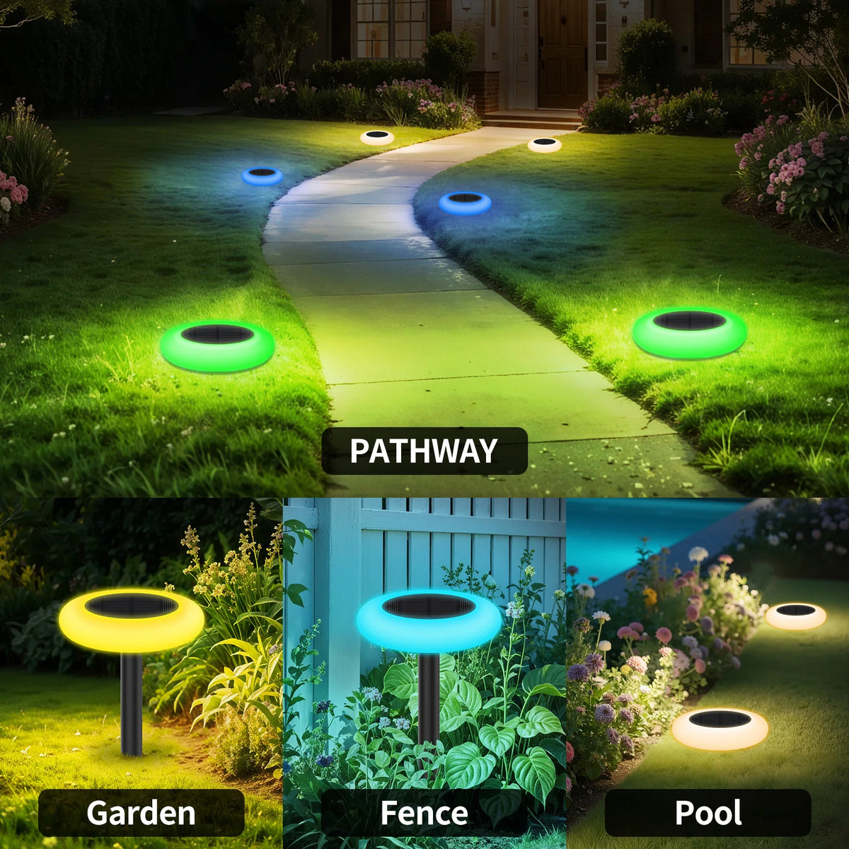 Intelamp Outdoor Solar Pathway Lights With Dusk To Dawn LED