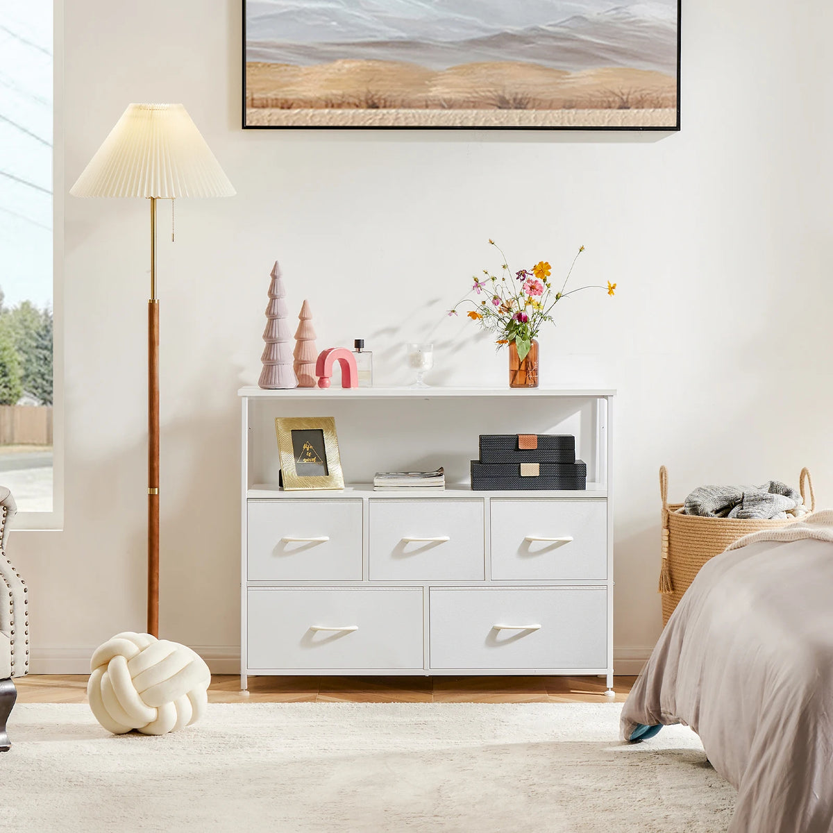 JHK Bedroom Wardrobe Dresser With Fabric Drawers Storage Cabinet