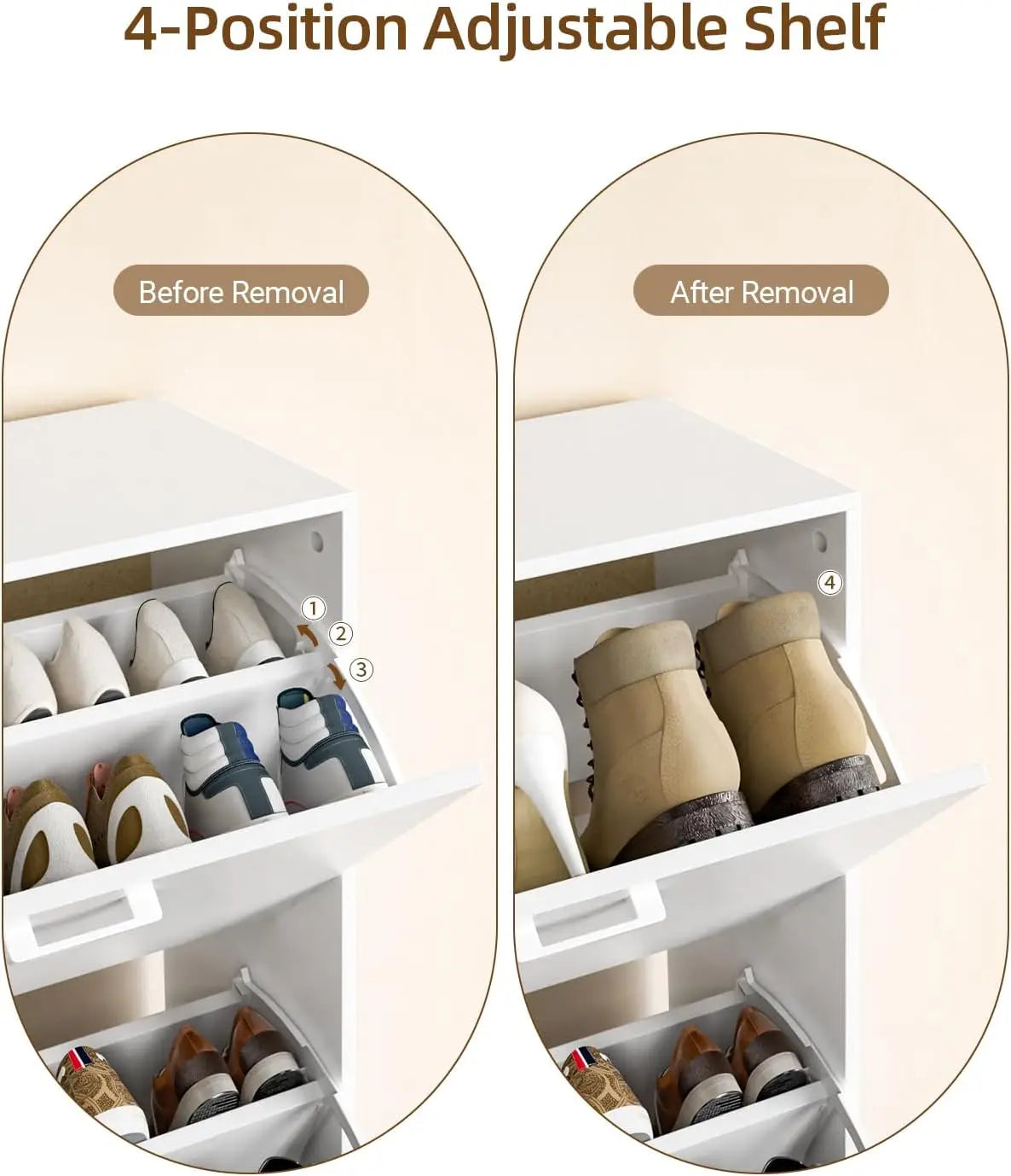 Slim Freestanding Shoe Cabinet With Flip Drawers Hidden Storage