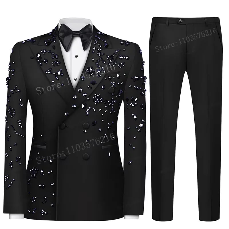 Olibexley Slim Fit Double Breasted Wedding Tuxedo Suit