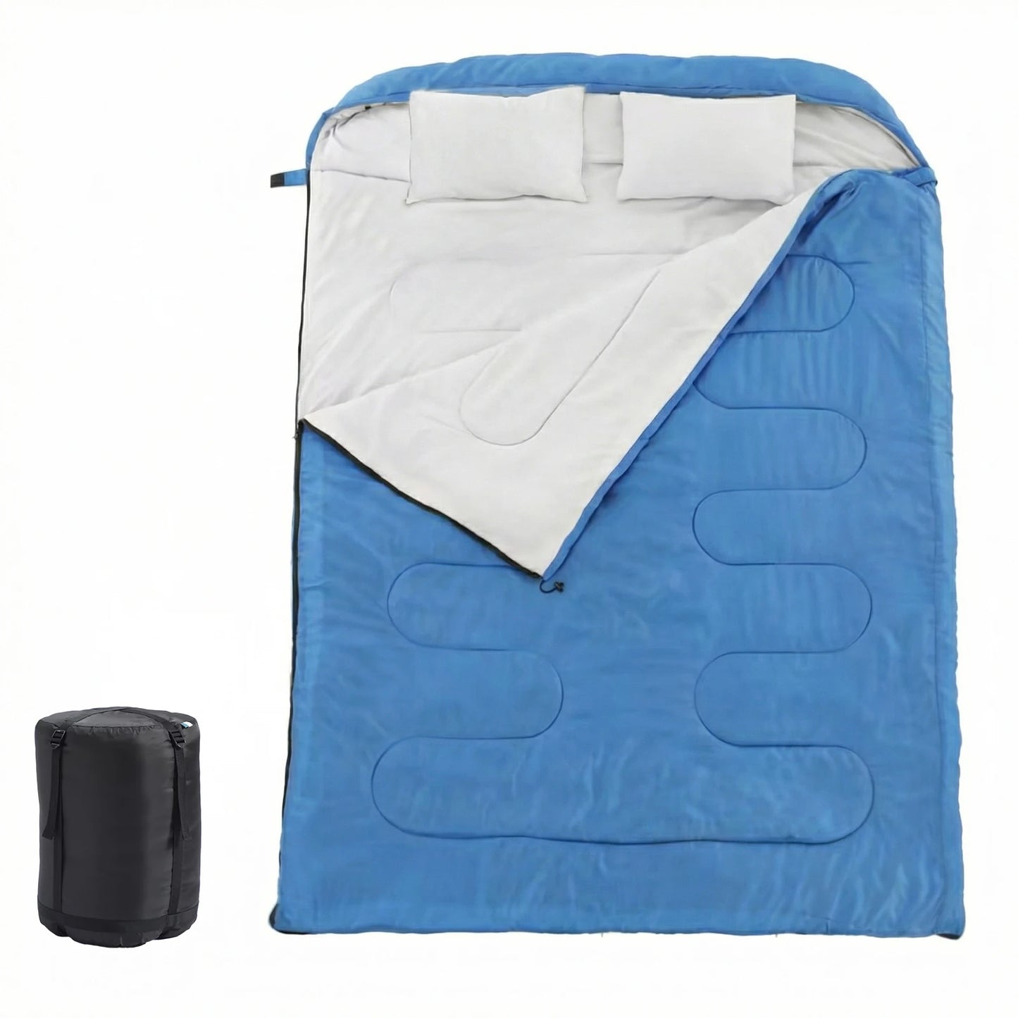 Double Sleeping Bag For Adults With Pillow, Lightweight 3 Season