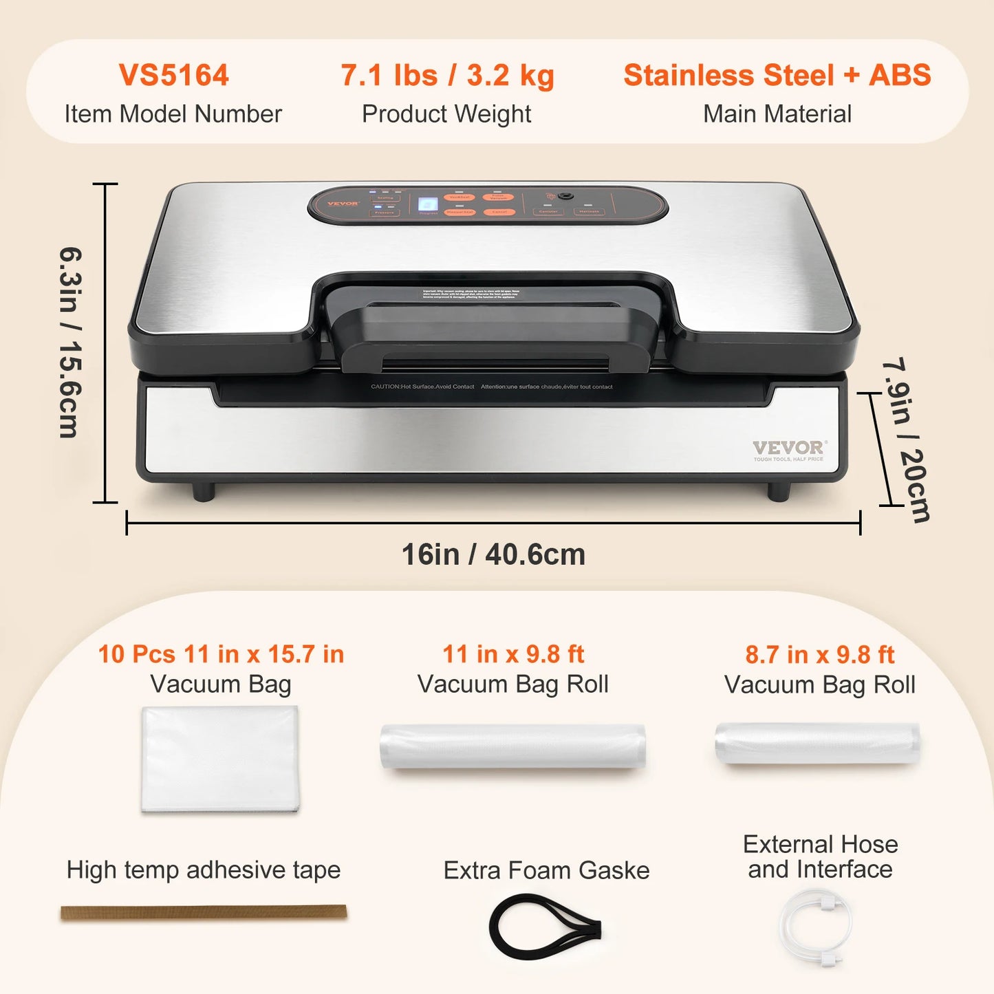 Succebuy 130W Vacuum Sealer With Bags For Kitchen Food Preservation