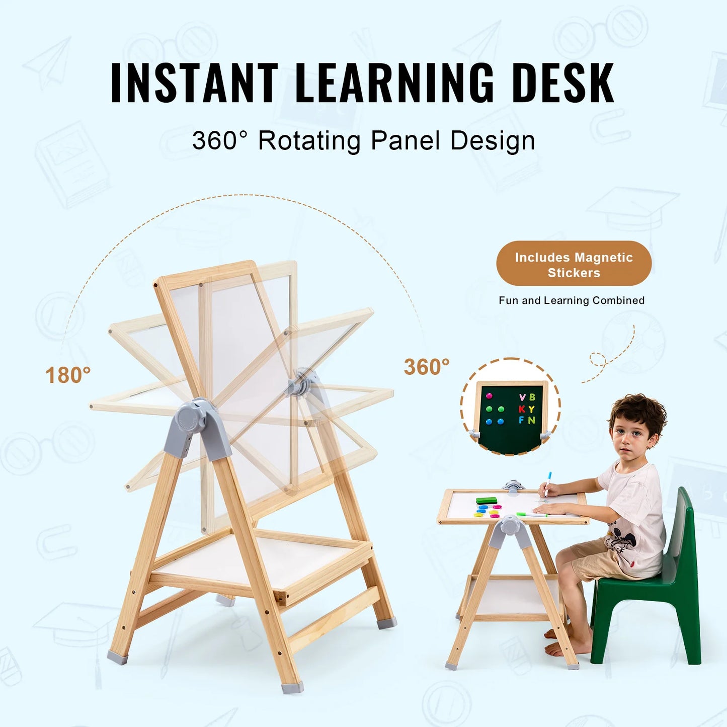SucceBuy Standing Magnetic Drawing Board With Art Easel And Accessories