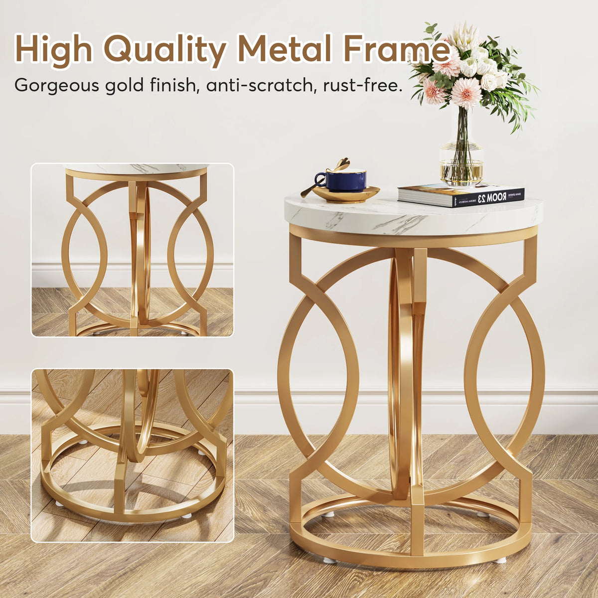 Tribesigns Modern Round End Table with Distinctive O Shaped Base