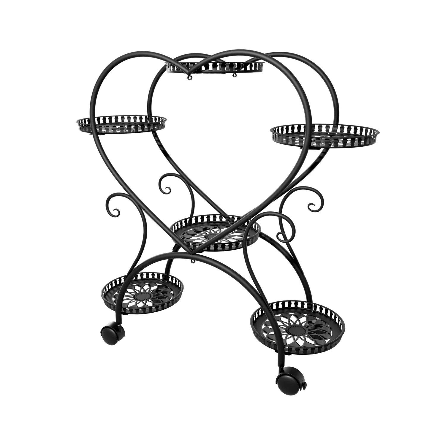Wisfor 6 Tier Heart Shape Rolling Metal Plant Stand Rack