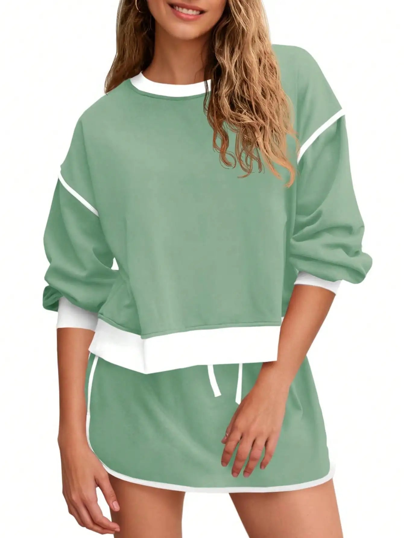 Fisoew Women's Crewneck Sweatsuit Set Oversized Loungewear