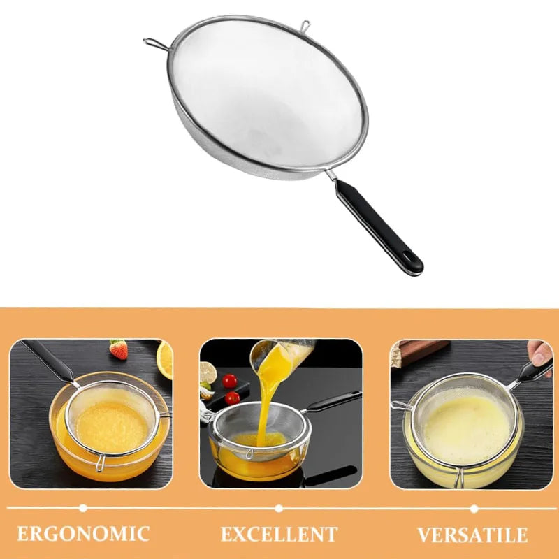 Ergonomic Stainless Steel Kitchen Strainer With Non Slip Handle