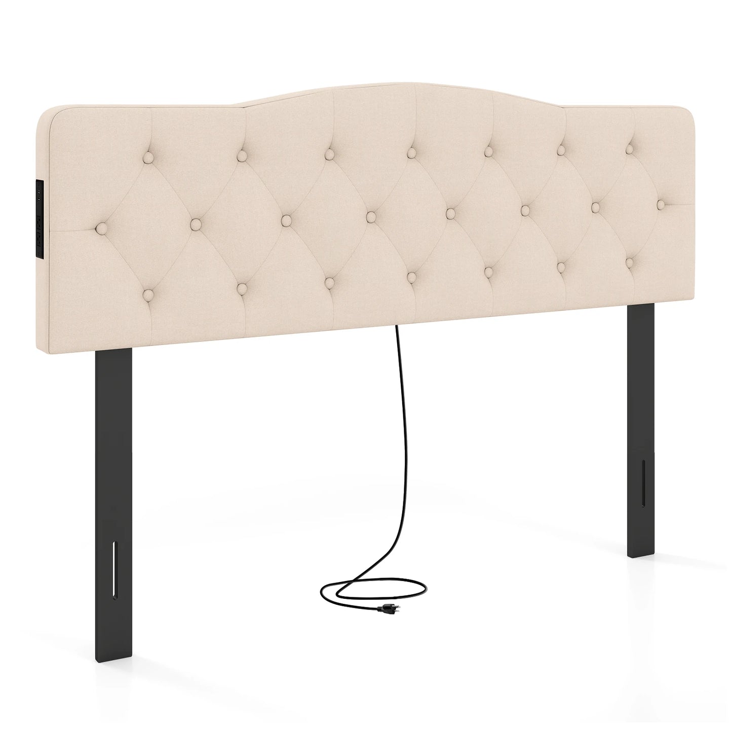 HOMASIS Upholstered Headboard For Queen And Full Beds With Outlets