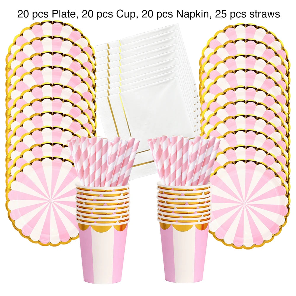 Disposable Baby Shower Tableware Set Paper Plates And Cups