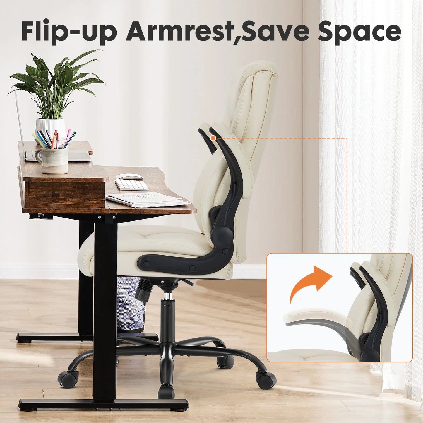 JHK Ergonomic Office Chair With Adjustable Height And Flip Arms