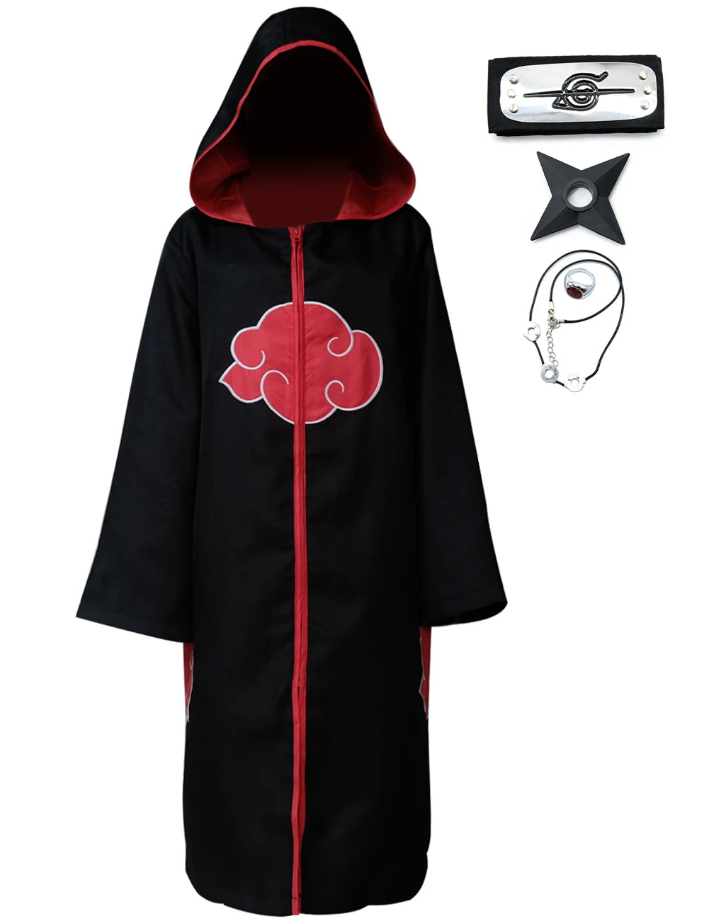 Anime Itachi Uchiha Akatsuki Cloak Cosplay Costume Set