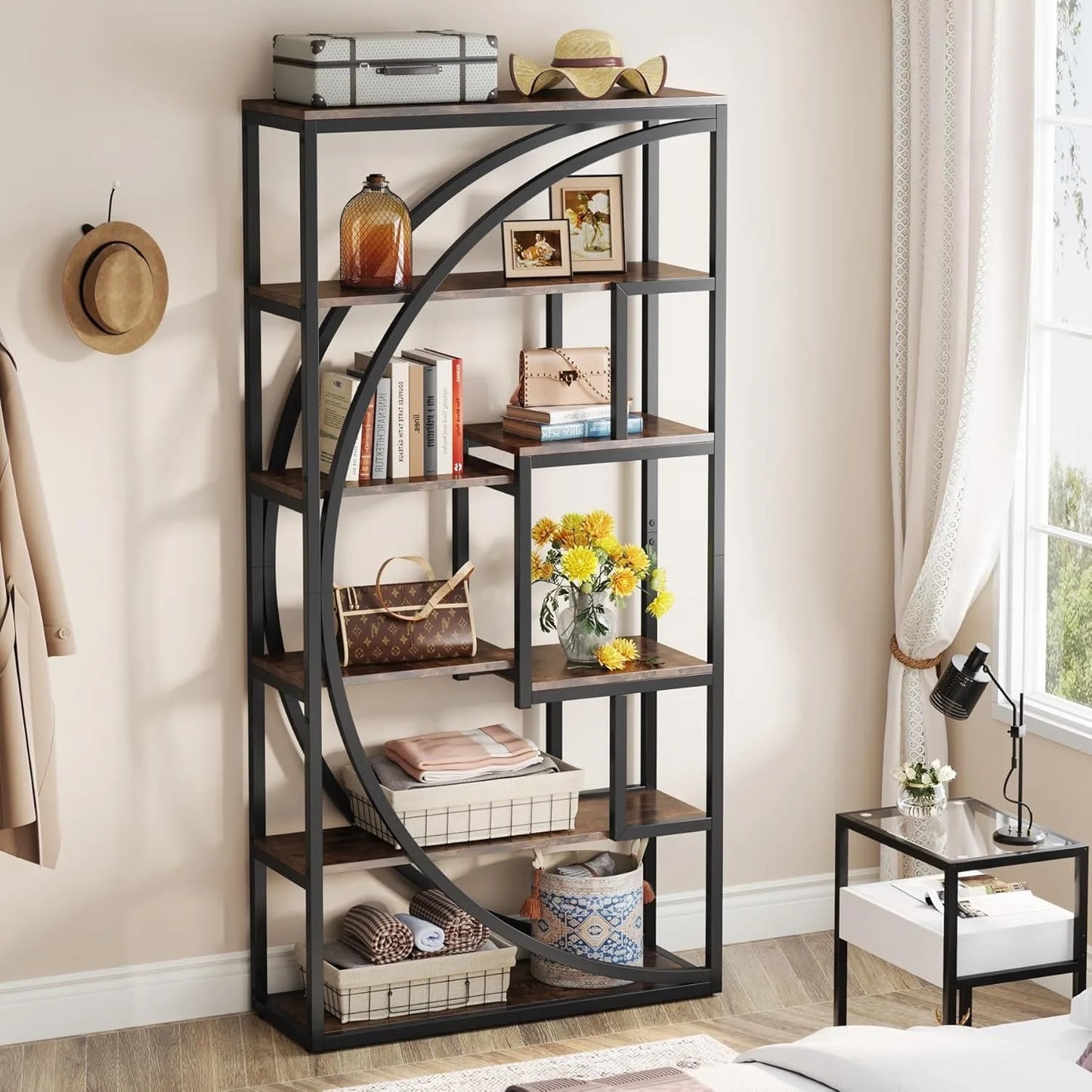 Little Tree Industrial 5-Tier Etagere Bookcase For Living Room Display