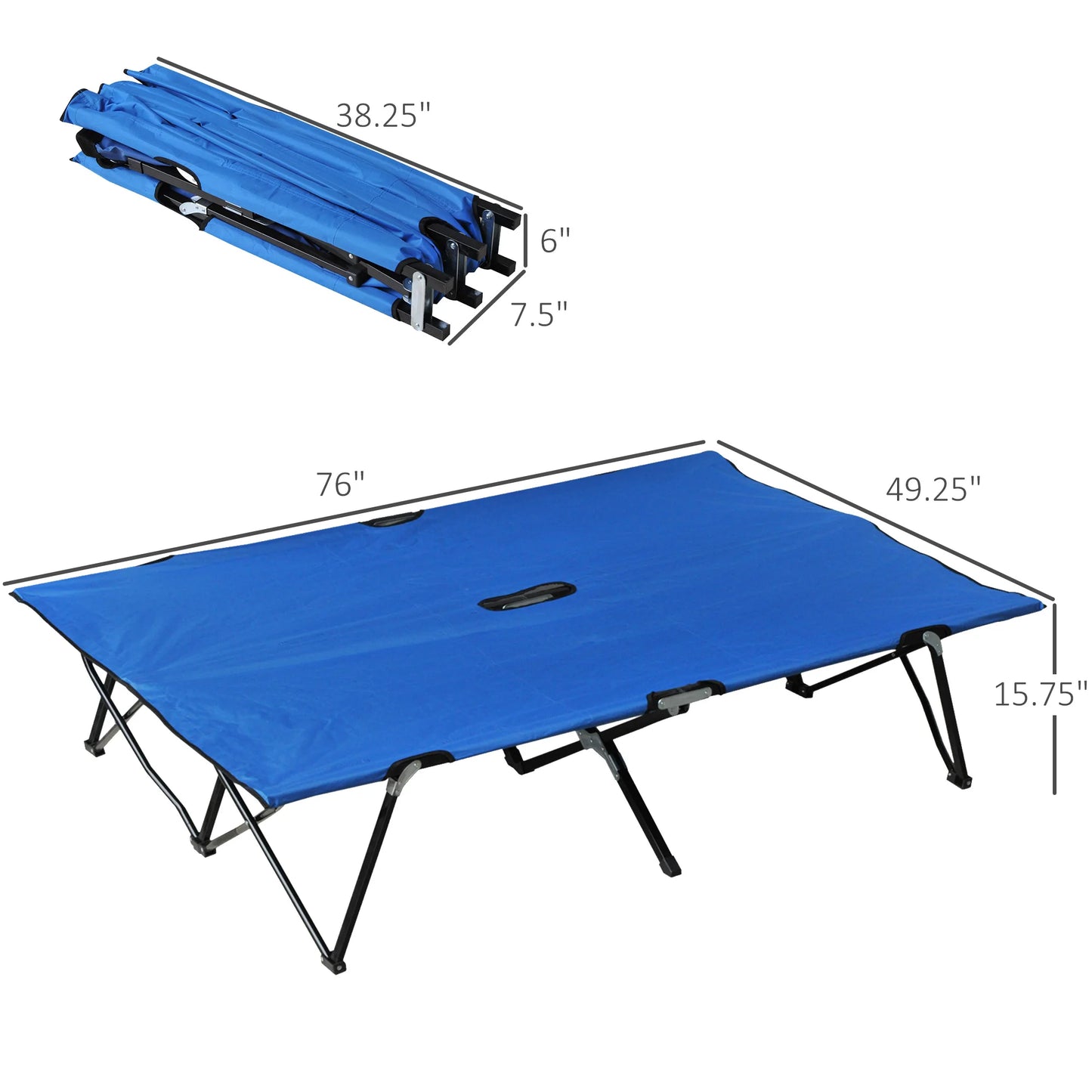 Outsunny Outdoor Double Camping Cot With Carry Bag 300 Lbs