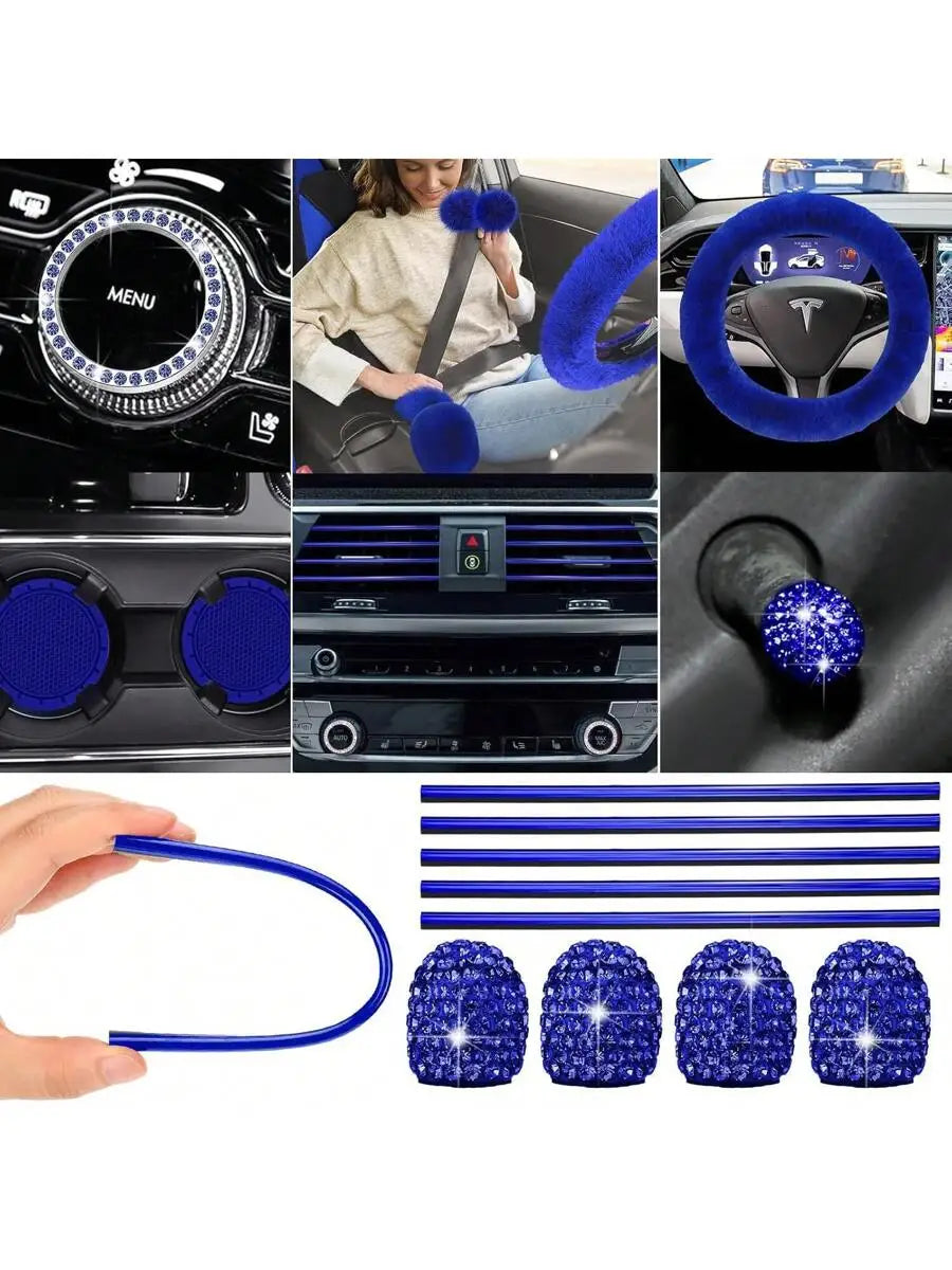 Car Interior Accessories Set With Steering Wheel Cover And Mats