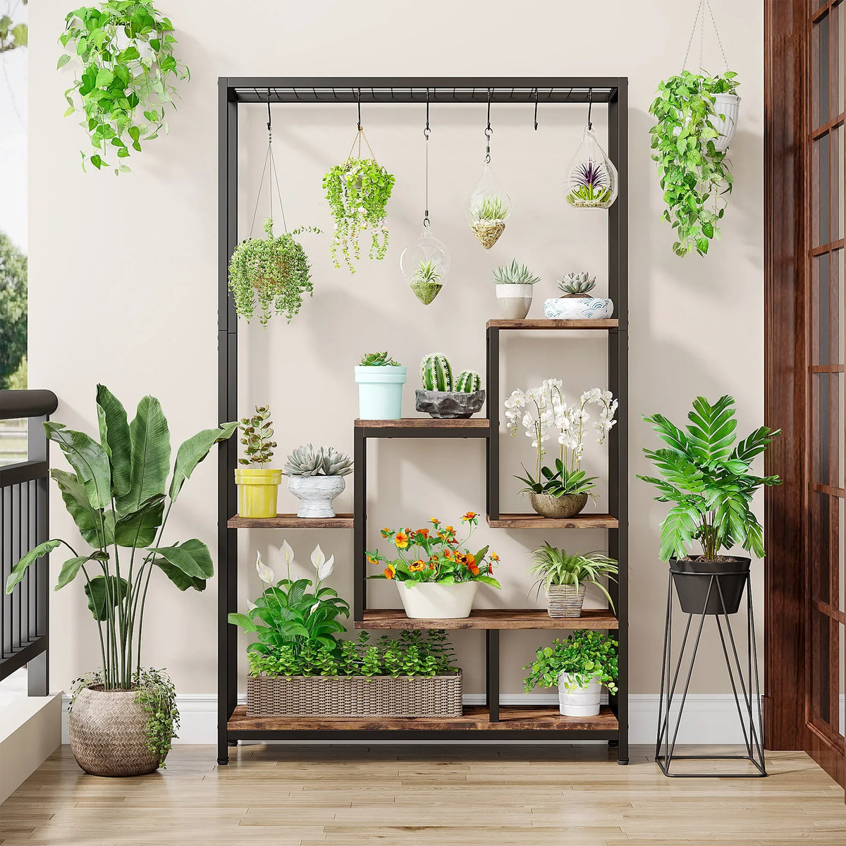 Tribesigns Five Tier Indoor Plant Stand With Hanging Hooks