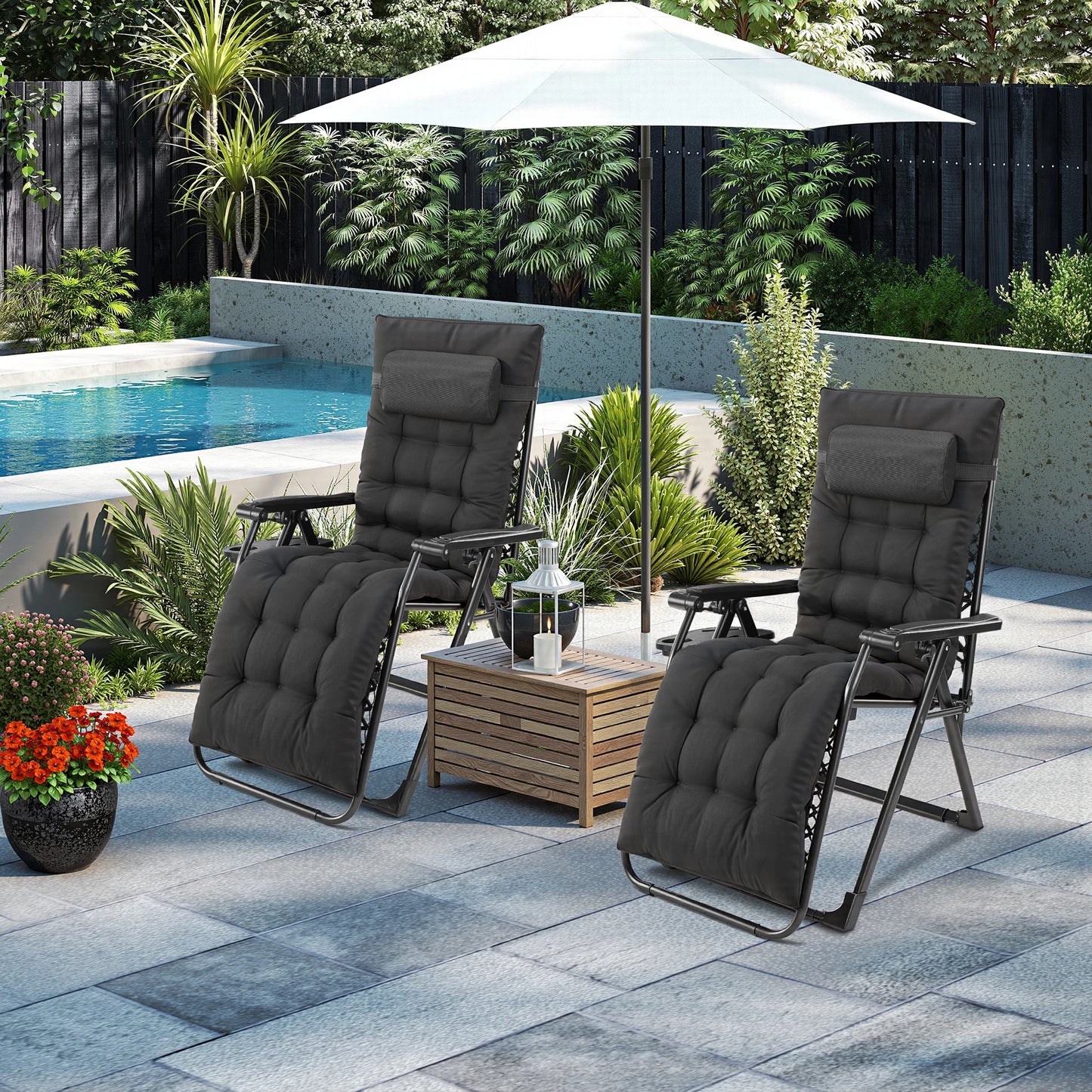 JHK Zero Gravity Recliner Patio Lounge Chair With Cup Holders