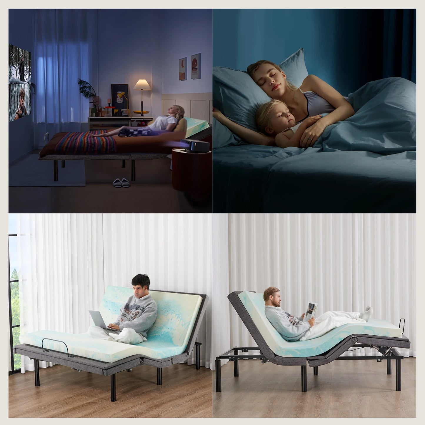 JHK Ergonomic Zero Gravity Adjustable Bed Frame With USB Ports