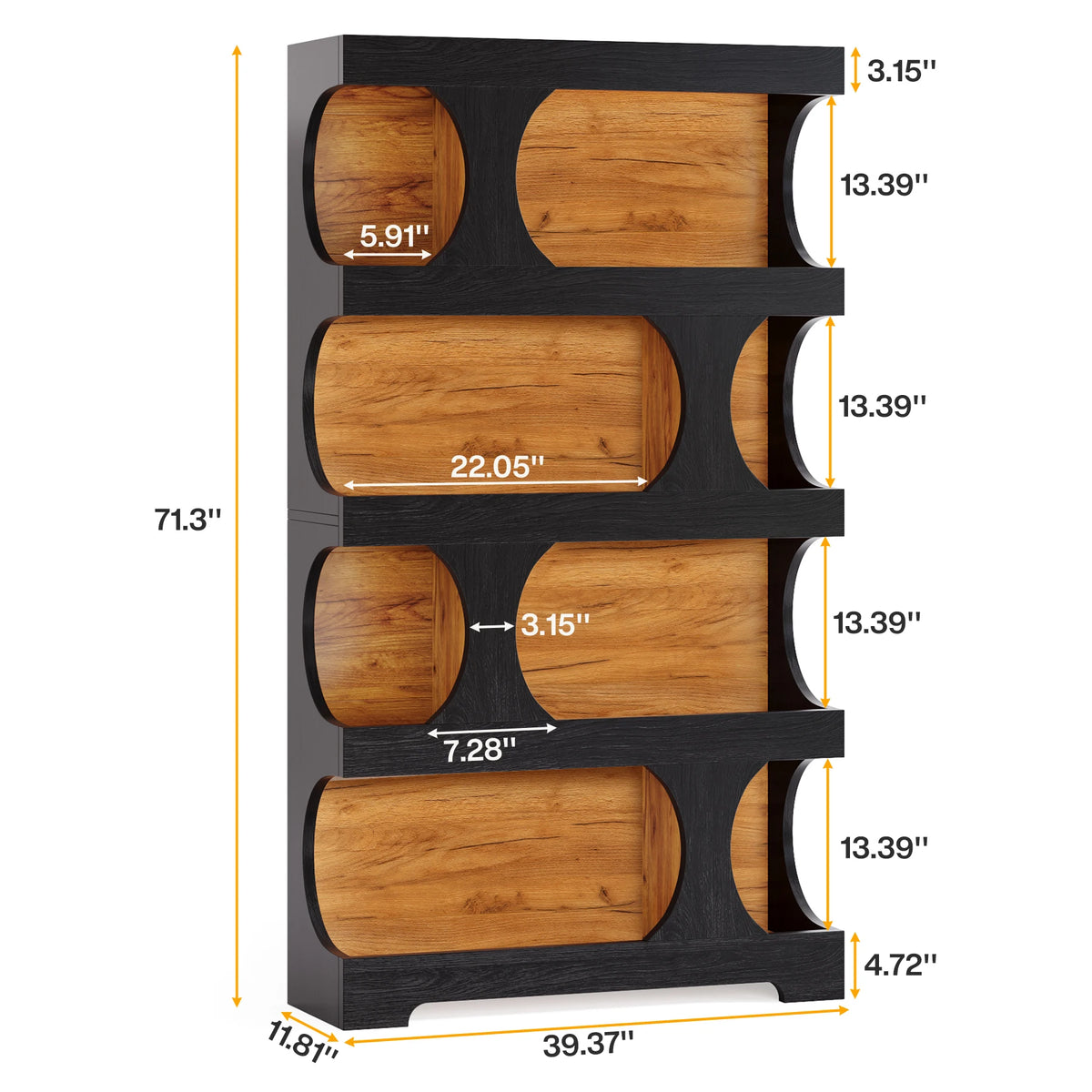Tribesigns S-Shaped 4-Tier Wooden Bookcase Display Storage Shelves