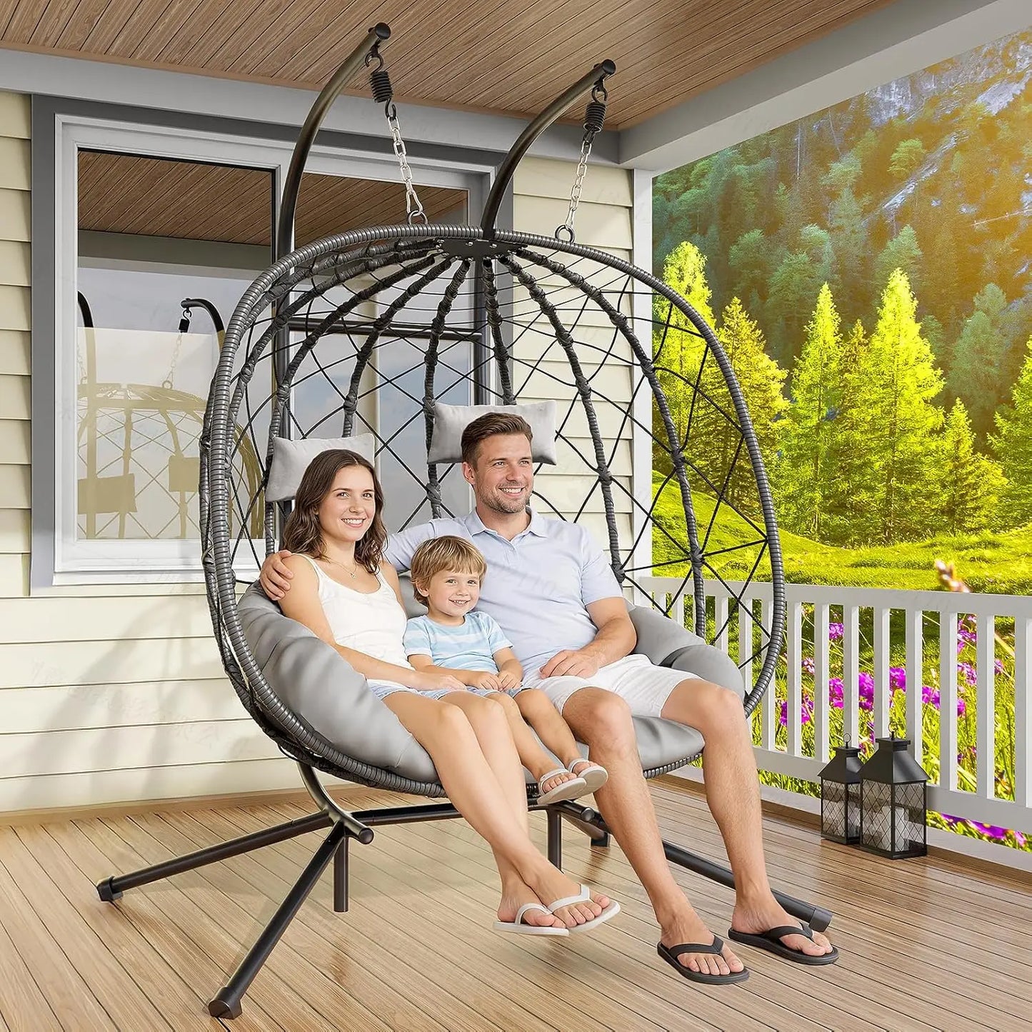 Egg Chair With Stand Outdoor Rattan Wicker Hammock Chair