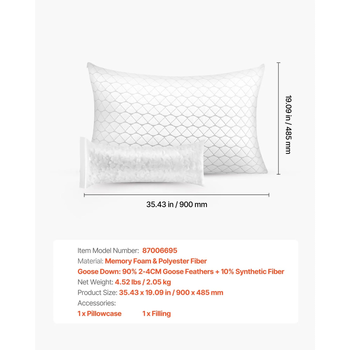 Oeny Luxury Memory Foam Hotel Bed Pillow For Comfortable Sleep
