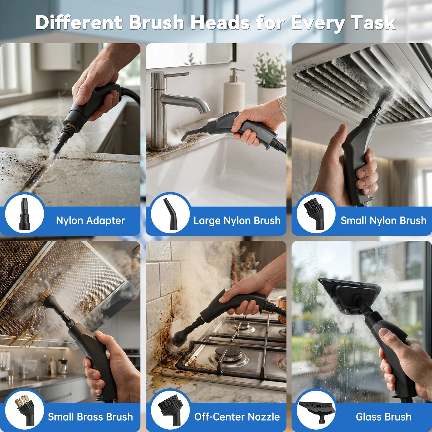 2500W Handheld Steam Cleaner 110V With Accessories US Plug