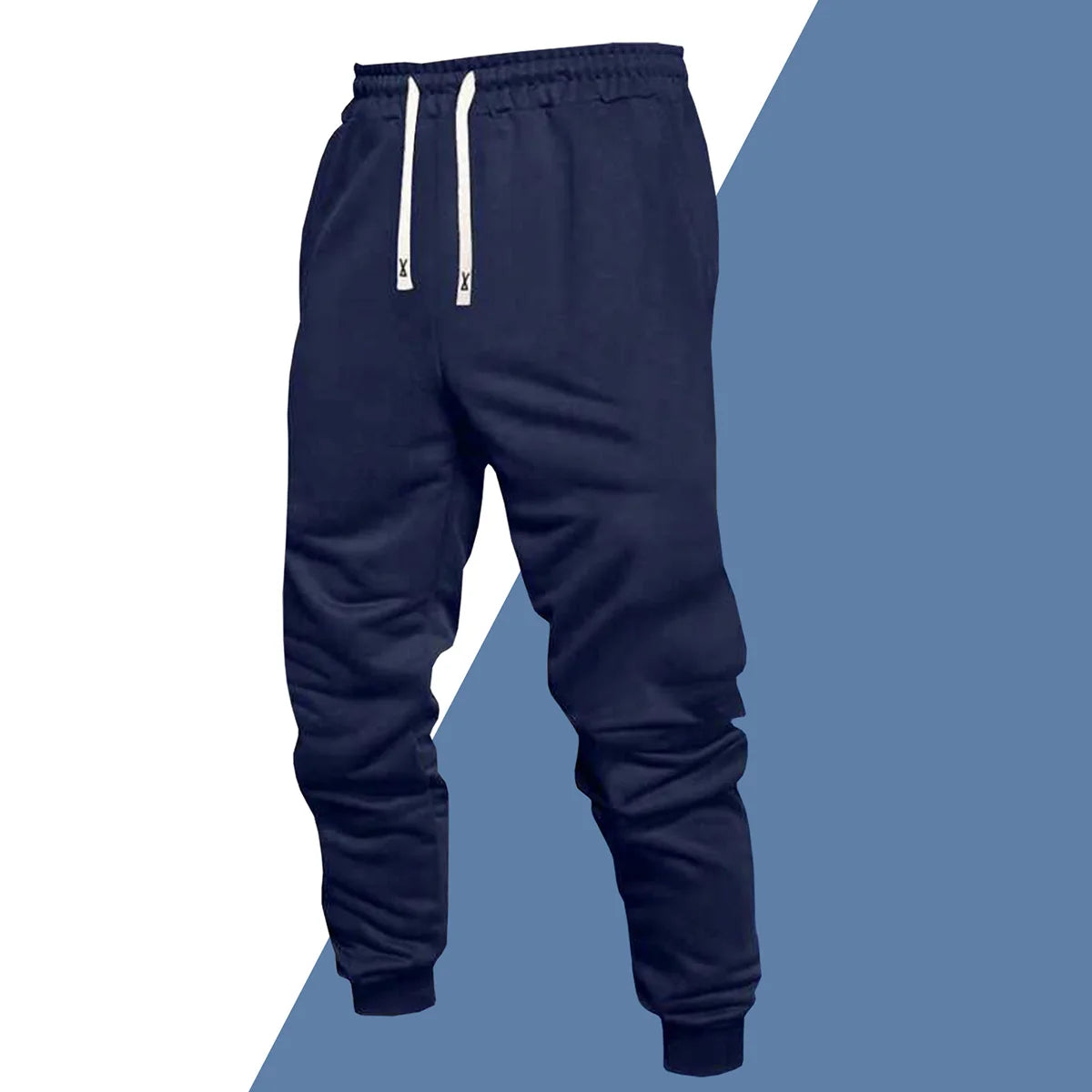 Men's Four Seasons Knit Polyester Jogging Pants with Drawstring