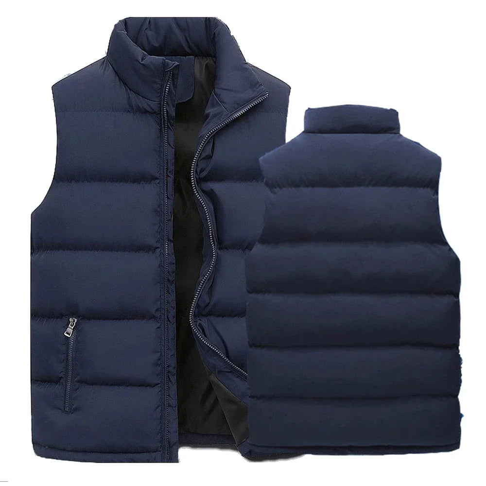 Aiwetin Mens Vest Jacket Warm Sleeveless Waterproof Zipper Coat
