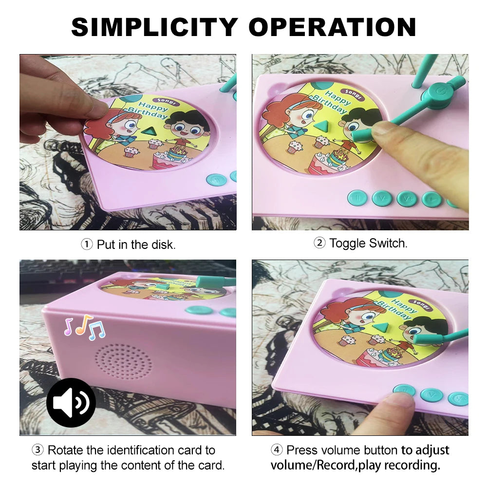 Phonograph Story Music Player With 96 Cards For Kids