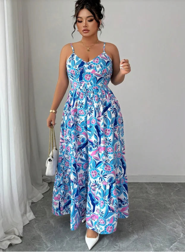 Floral Camisole Dress With Gentle Fit For Daily Commute