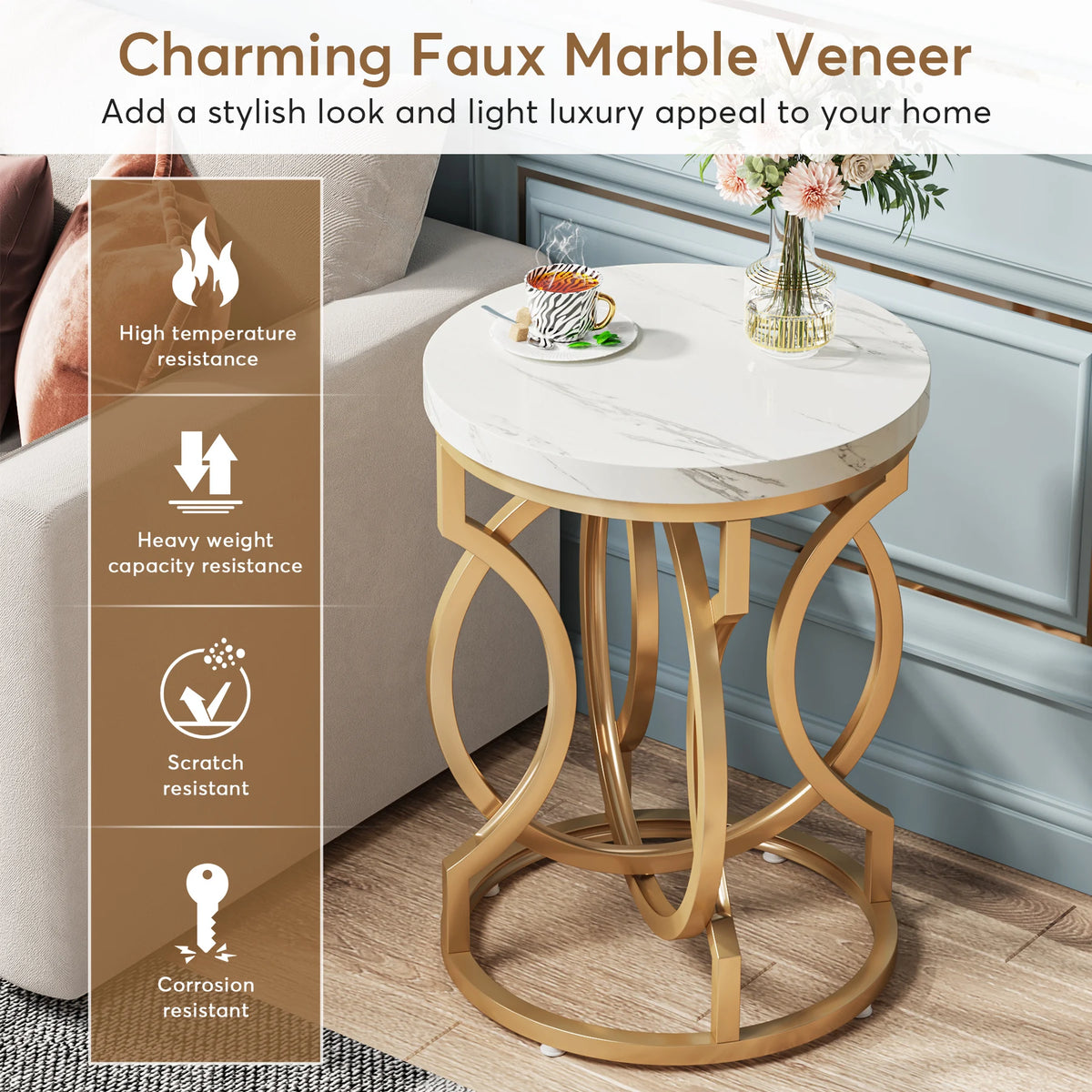 Tribesigns Modern Round End Table with Distinctive O Shaped Base