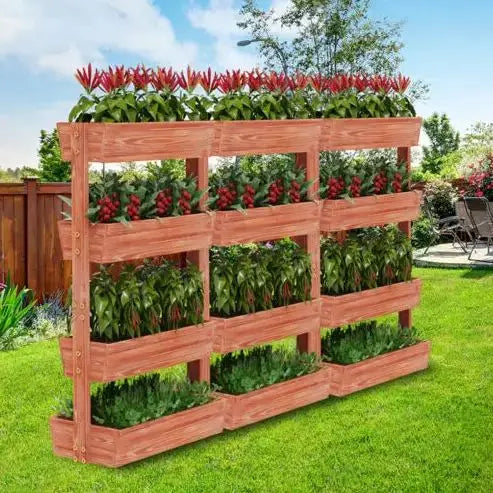 Four Tier Raised Garden Bed Wooden Vertical Planter Box