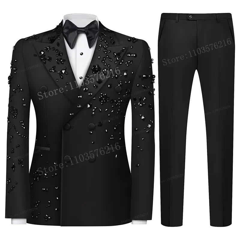 Olibexley Slim Fit Double Breasted Wedding Tuxedo Suit