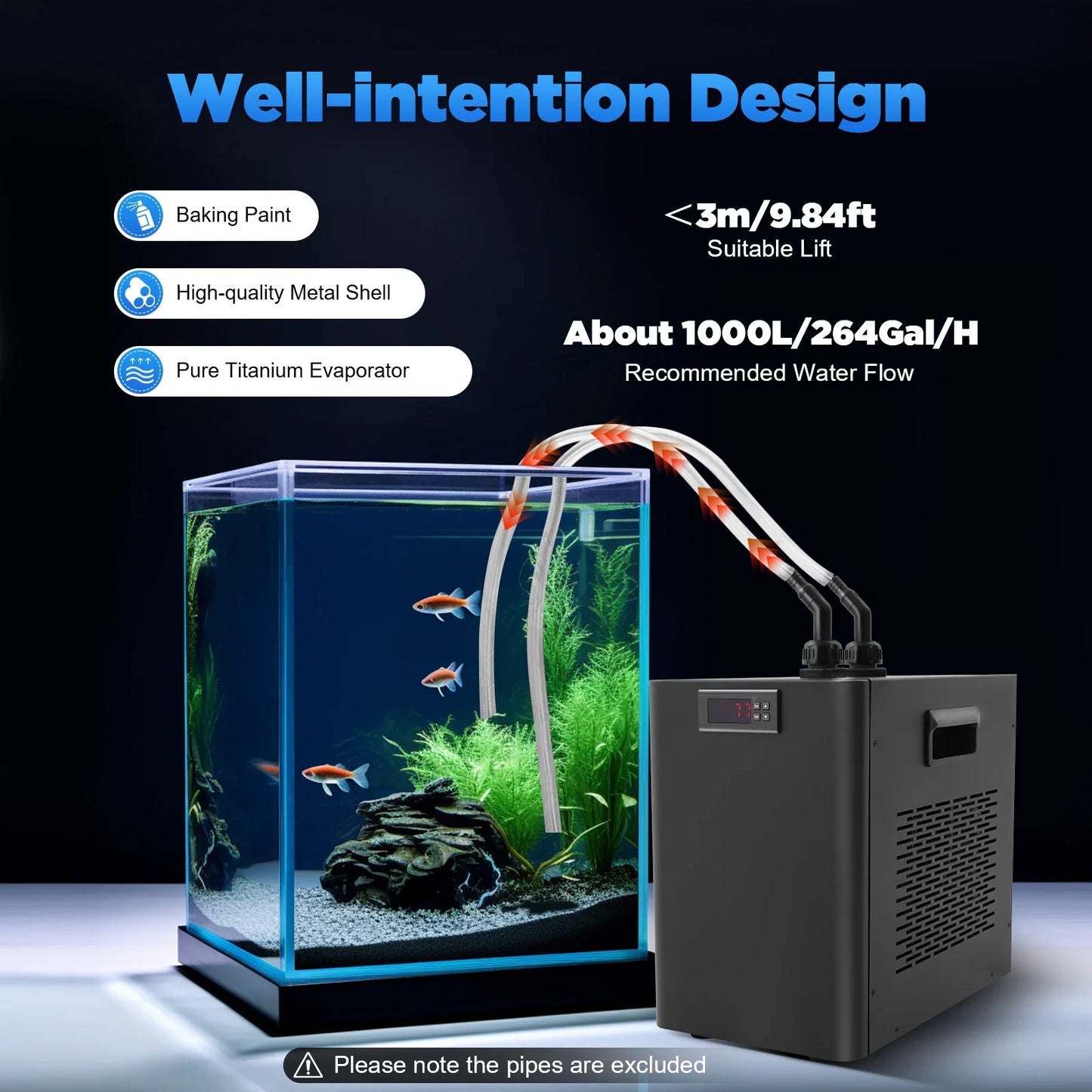 Aquarium Water Chiller 0.1HP 270W Digital Thermostat Freshwater Saltwater