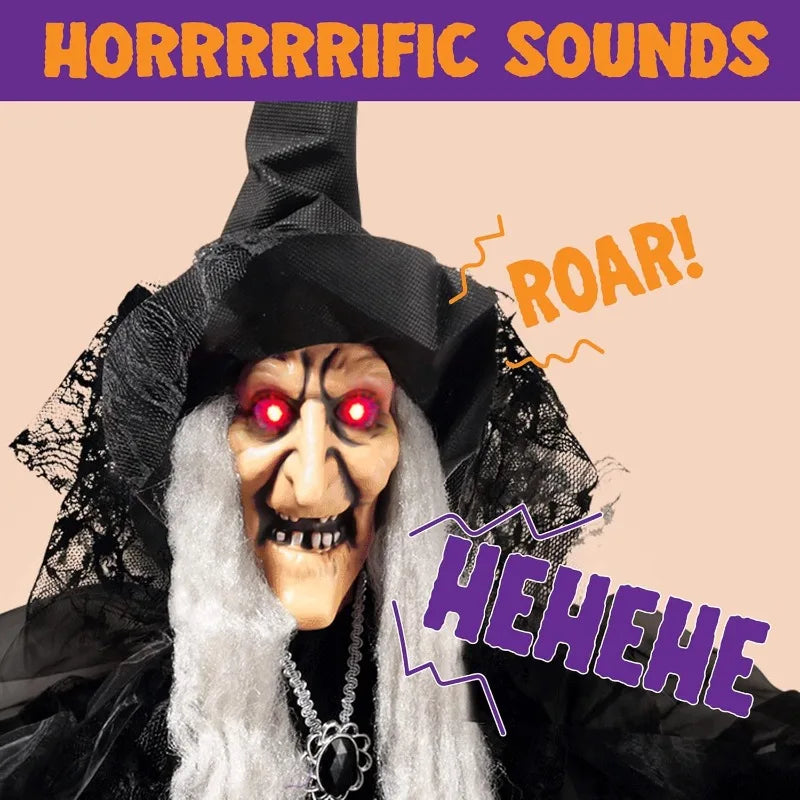 Joyfy Animated Witch Halloween Decor With Sound Activated Talking Led