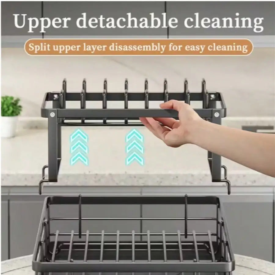 Metal Kitchen Cutlery Rack With Knife Fork And Cup Holders