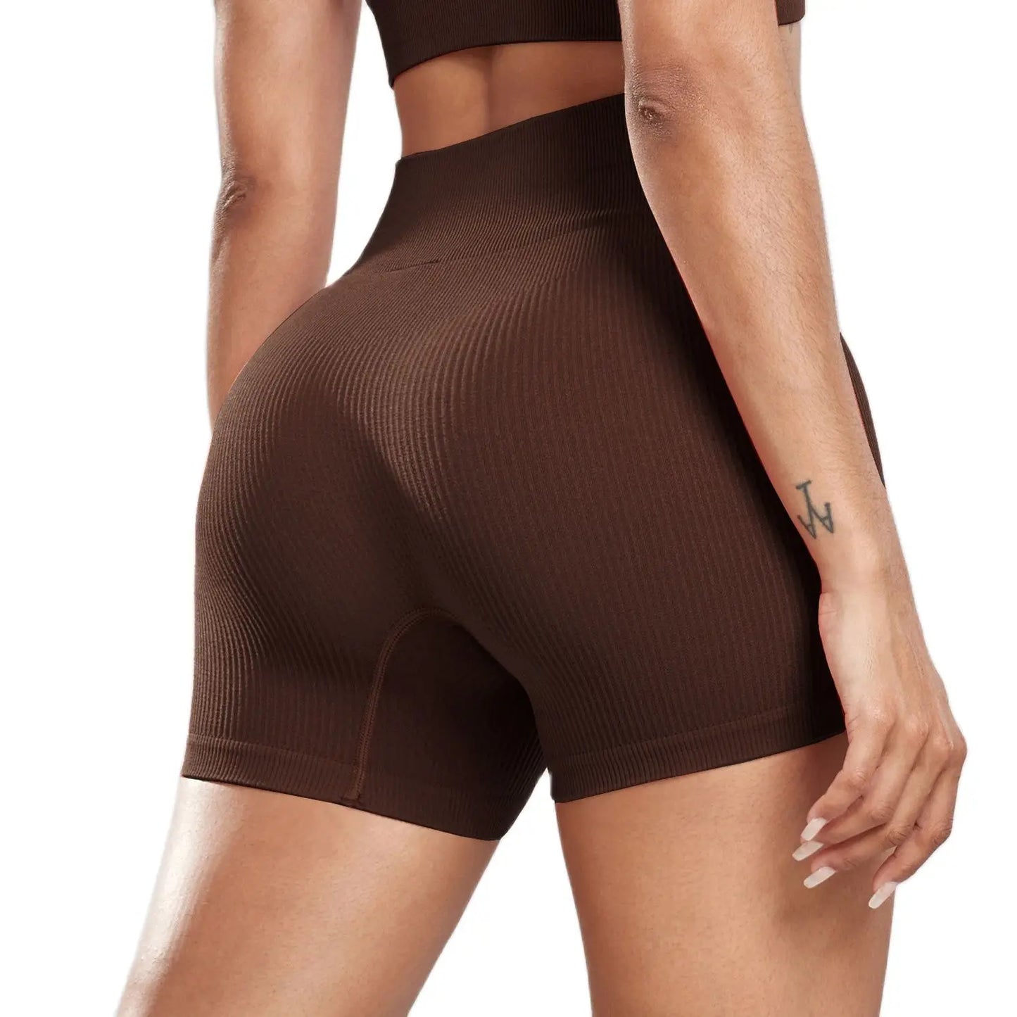 CHRLEISURE Seamless Ribbed Yoga Shorts High Waist Women Sportswear