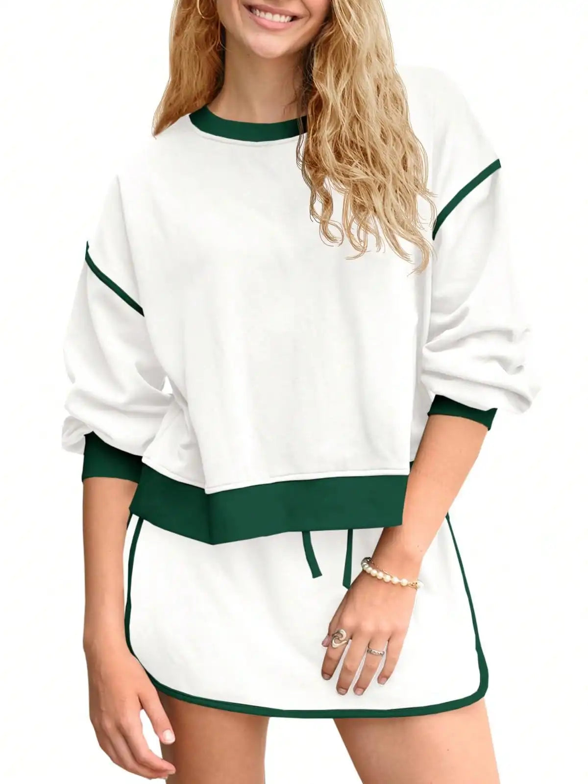 Fisoew Women's Crewneck Sweatsuit Set Oversized Loungewear