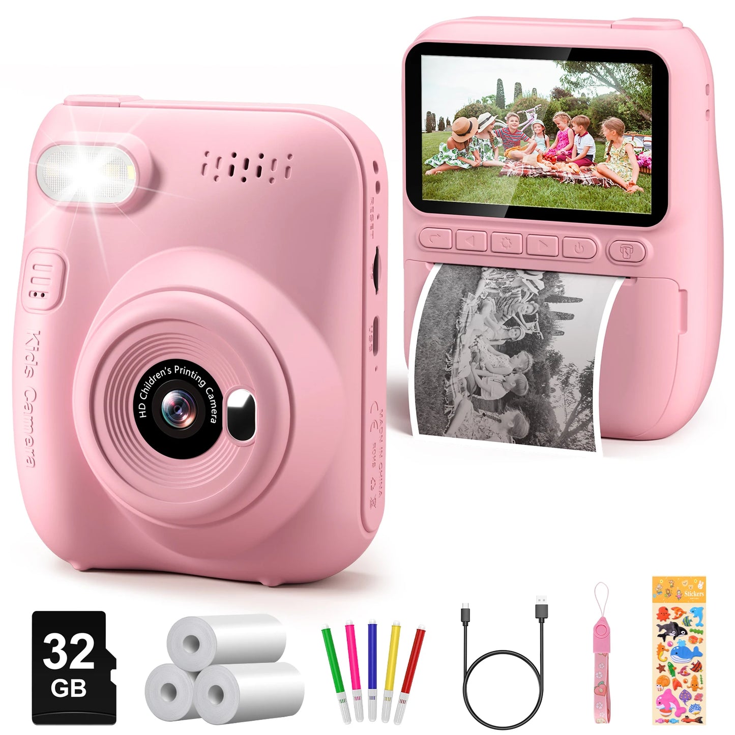 DIAMOOKY Kids Digital Camera LCD Instant Print 32MP HD