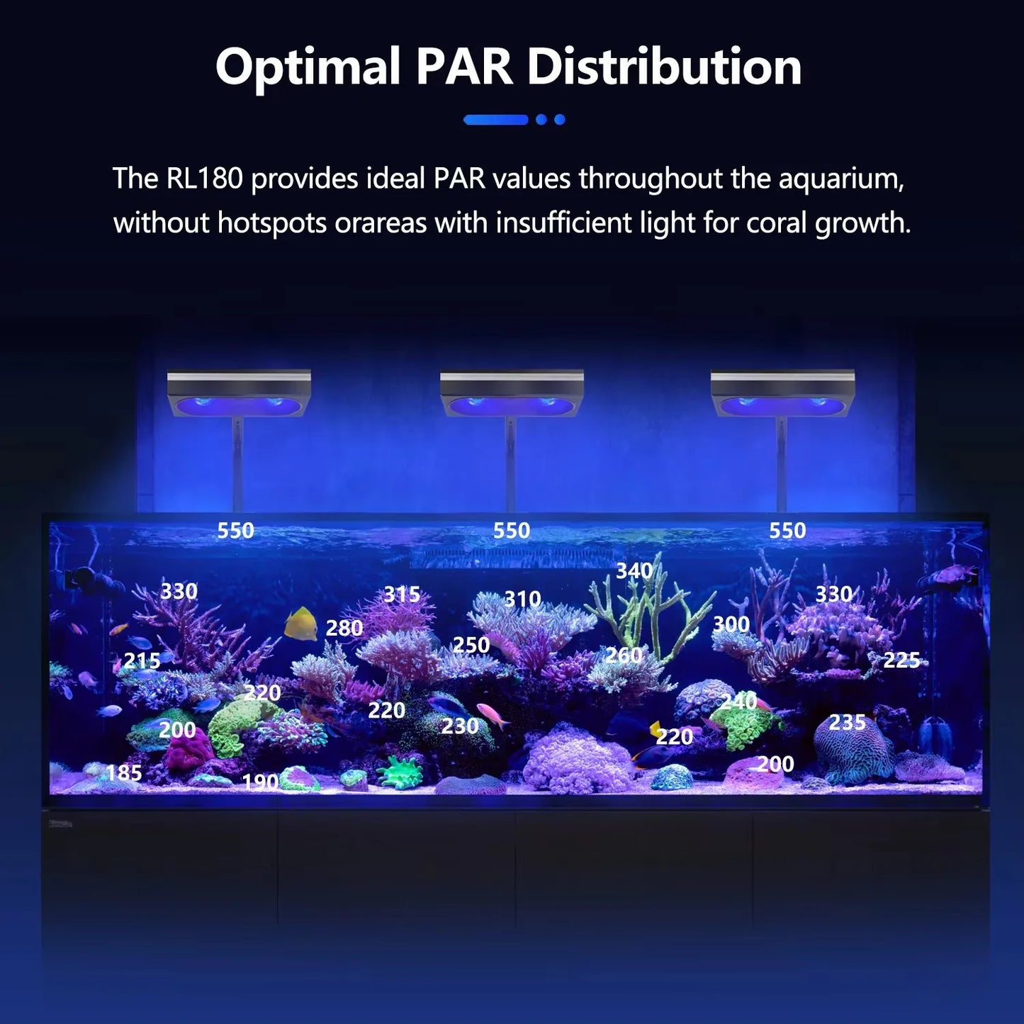 PopBloom RL180 180W WiFi Reef Light Full Spectrum For Reefs